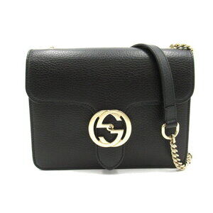 Gucci Interlocking GG Shoulder Bag Leather Black